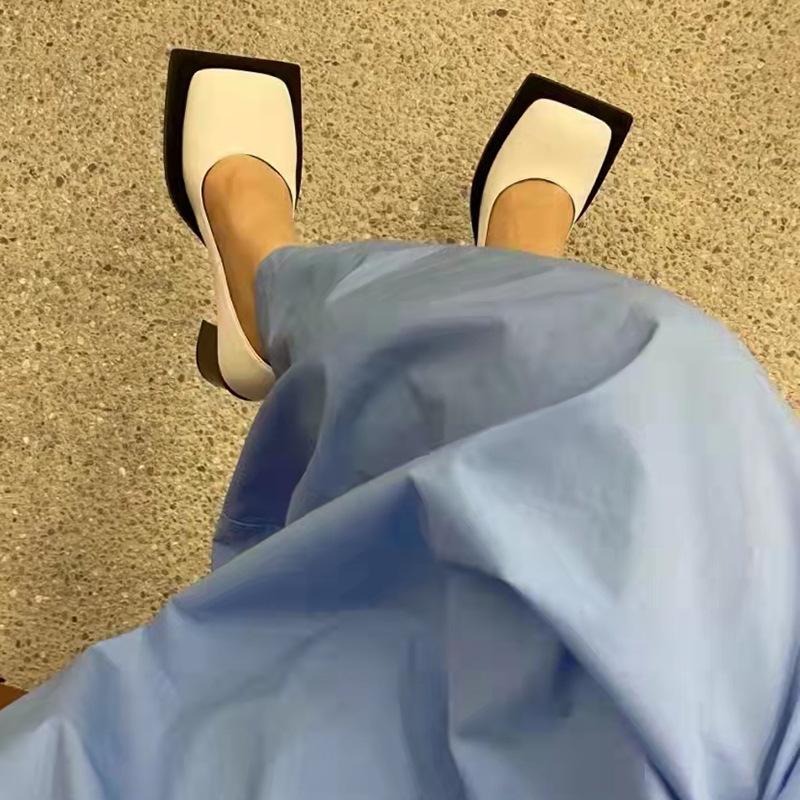 Модная обувь Мэри Джейн, женская, 2026, весна, новый стиль, британский, низкий каблук, квадратный носок, герметичная парусина, толстый каблук, высокие каблуки