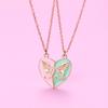 Women Necklace BEST FRIENDS Oil-dripping Butterflies Magnetic Double Chain Splicing Love Heart Kids