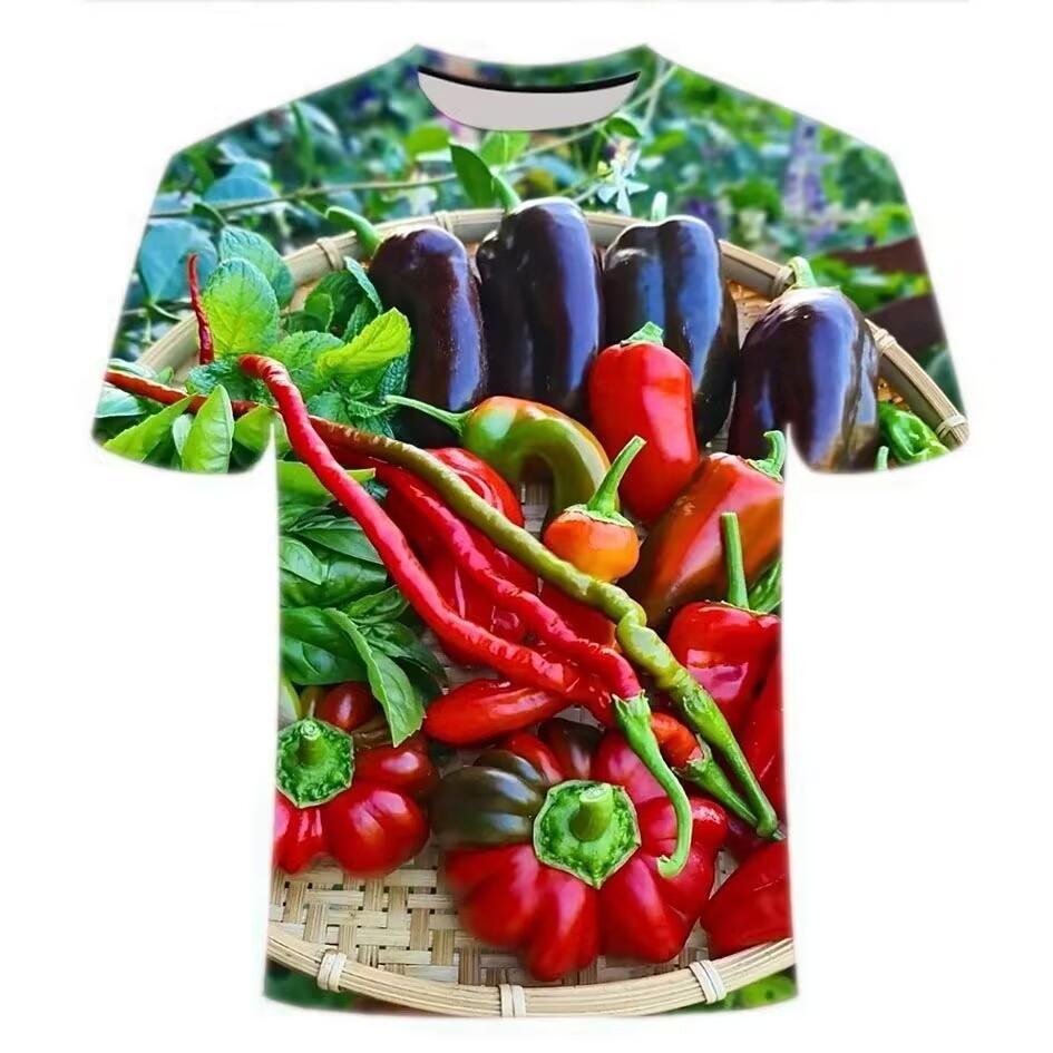 Summer Fruit Vegetable 3D Printed T-Shirts Fashion Oversized Short Sleeved Men's and  Women's Unisex T-shirts
