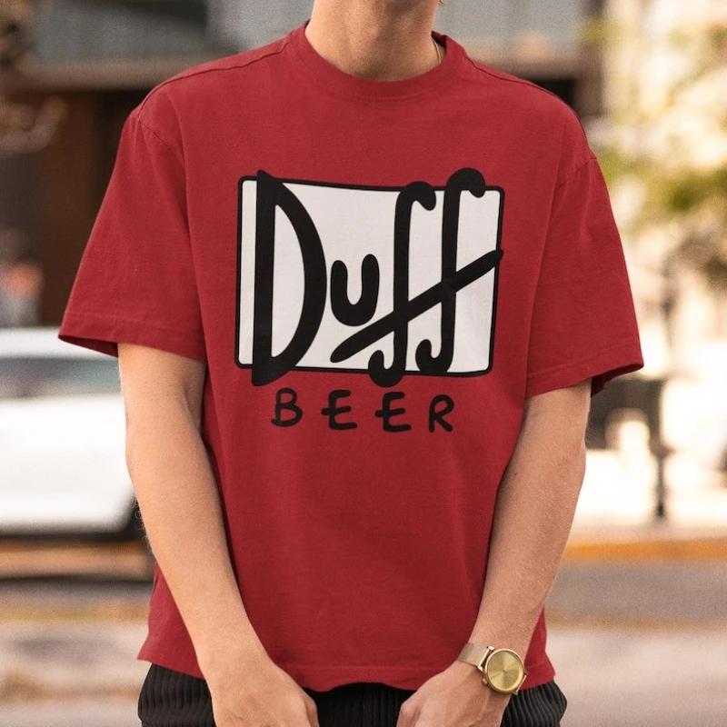 Унисекс футболка Duff Beer Подарок для фаната Бар Мо Выпивка Гомер Симпсон Даффмен Одежда Смешная футболка по ТВ-шоу Винтажный мультяшный мерч хлопок