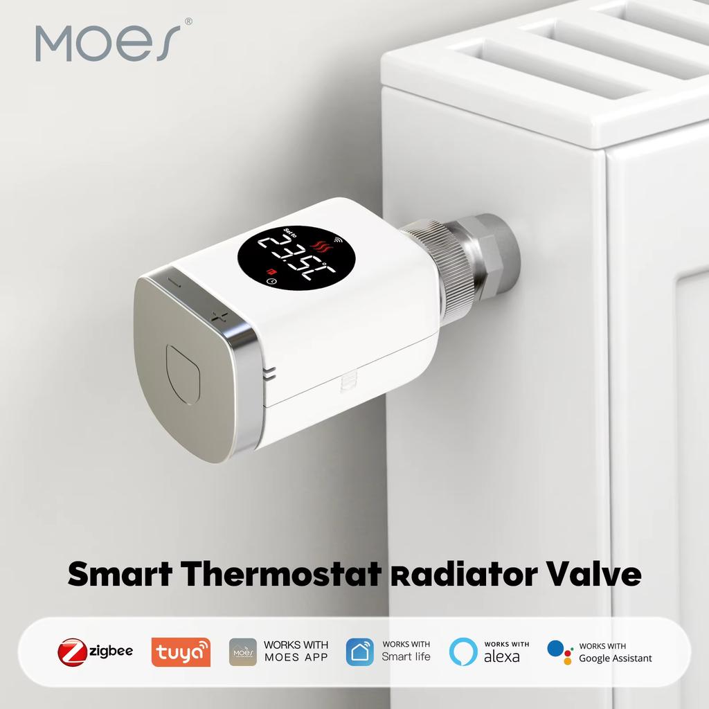 MOES Tuya Умный Wi-Fi/ZigBee Термостатический Клапан Радиатора TRV Программируемый Контроллер Температуры через Приложение Удаленный с Alexa GoogleHome