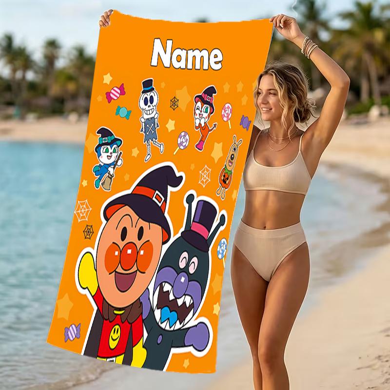 Customizable personalized beach towels Anpanman themed designs.Suitable for the beach, yoga, sports;ideal as beach accessories