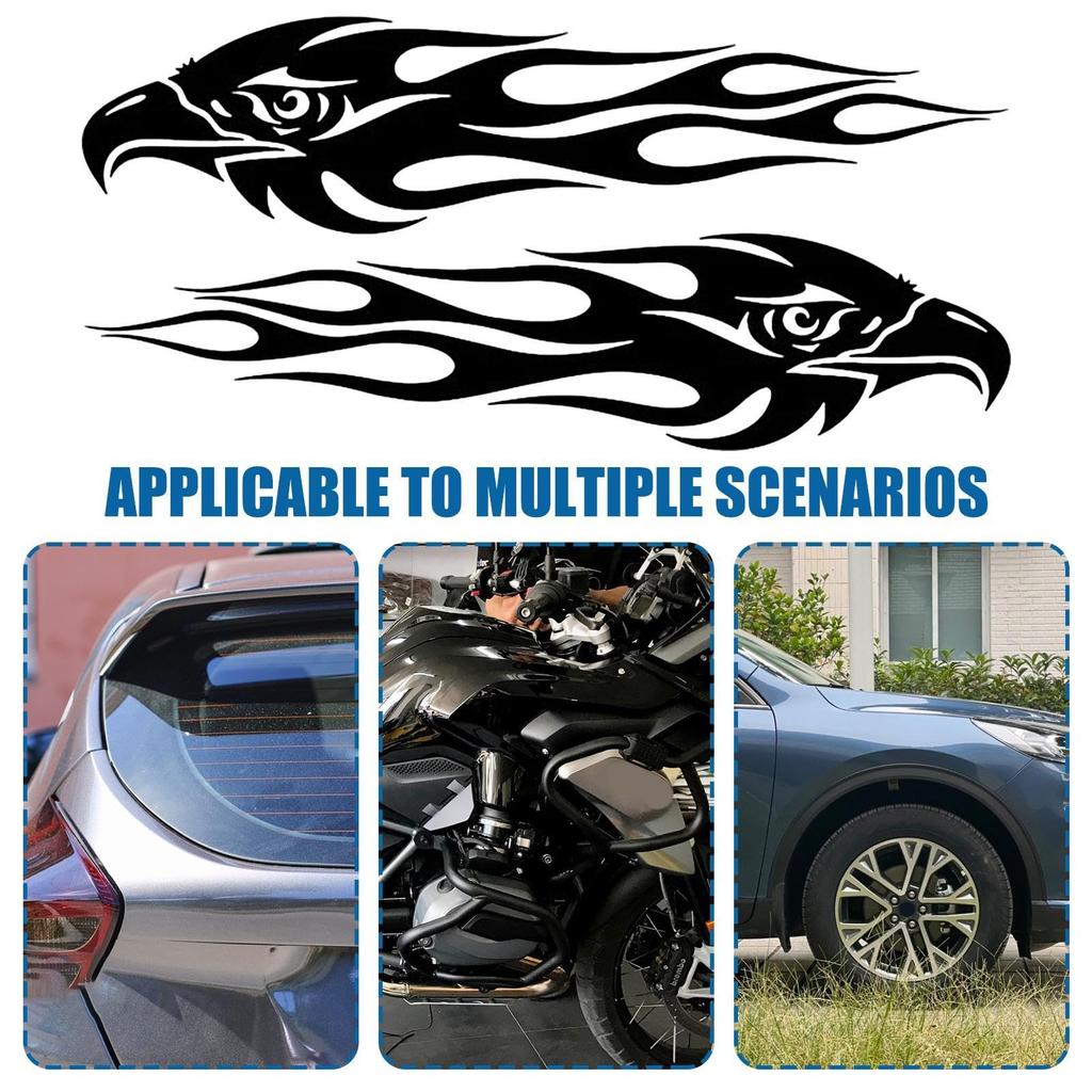 Patonde Eagle Motorcycle Stickers, Motorcycle Eagle Decals - 2 Motorcycle Stickers - Flame Eagle