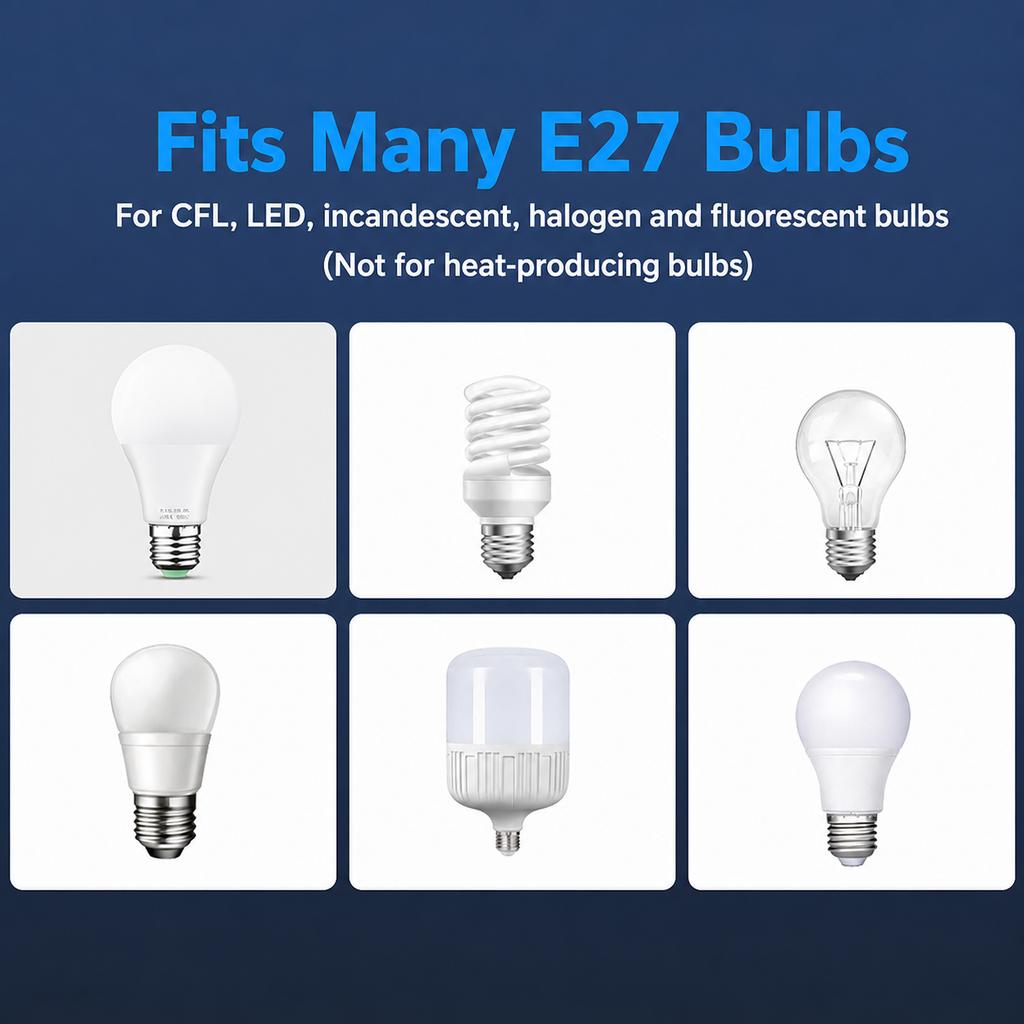 E27 Screw Lamp Holder Surface Mounted Insulated Flame Retardant Lamp Base Multiple Specifications for Home Office Lighting
