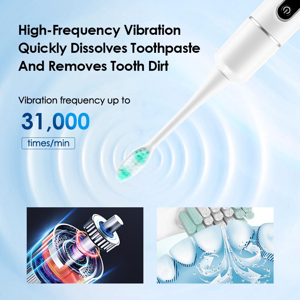 Electric Teeth Cleaner Remove Tartar Plaque Calculus and Tooth Stains Dental Teeth Whitening Kits With 6 Toothbrush Heads Home