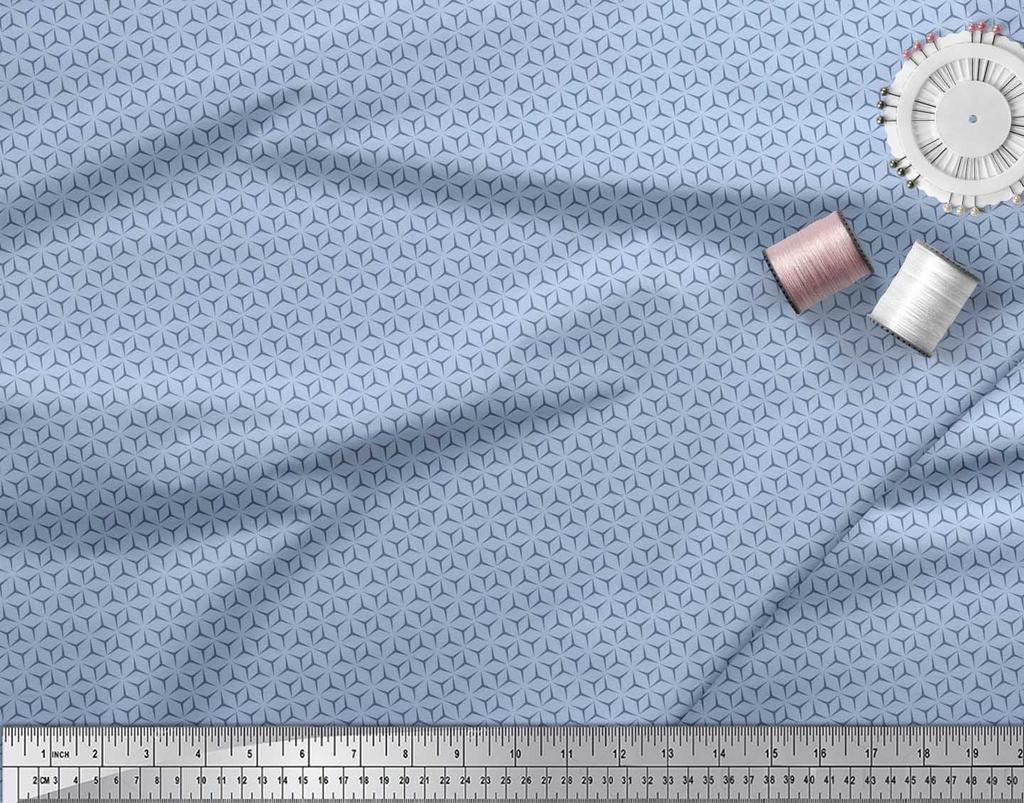 Soimoi Japan Crepe Satin Fabric Geometric Small Print Sewing Fabric Metre 42 Inch