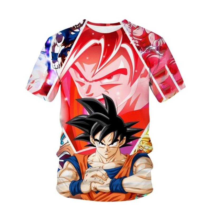 2026 Summer Dragon Ball Boys' T-shirt 3D Goku Printed Harajuku Men's Fashion Short Sleeve Casual Top