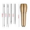 Leather Sewing Kit DIY Leather Sewing Awl Needle with Copper Handle Set Leather Canvas Tent Shoes Repairing Tool Nylon Thread