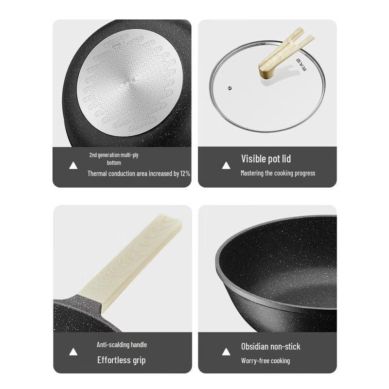 COOKER KING 32cm Maifan Stone Non-Stick Wok