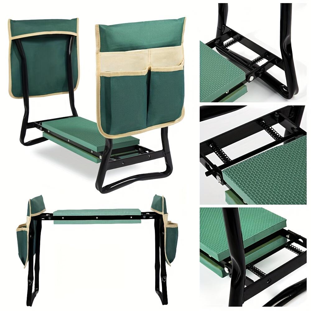 Модернизированный садовый табурет с утолщенной и расширенной мягкой подушкой для коленей, прочный складной садовый табурет с 2 сумками для инструментов