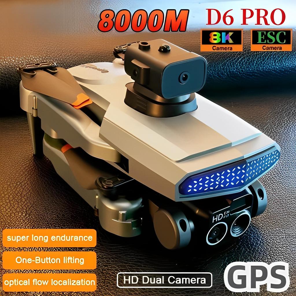 Дрон D6 ESC с двойной камерой для фотосъемки, оптический пятисторонний Квадрокоптер для предотвращения препятствий, детская игрушка в подарок, парящая траектория полета, цельный взлет