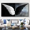 Черно-белые крылья ангела, холст, картины на стене, художественные фотографии, современные холсты, настенные постеры и принты для домашнего декора