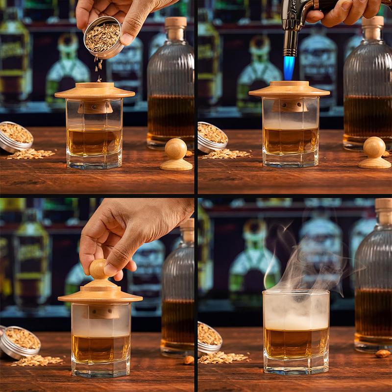 Премиальный набор для копчения виски-коктейлей с 6 видами щепы и металлическими фильтрами, аэратор для быстрой оксидации, набор барных инструментов для дома, роскошные подарки