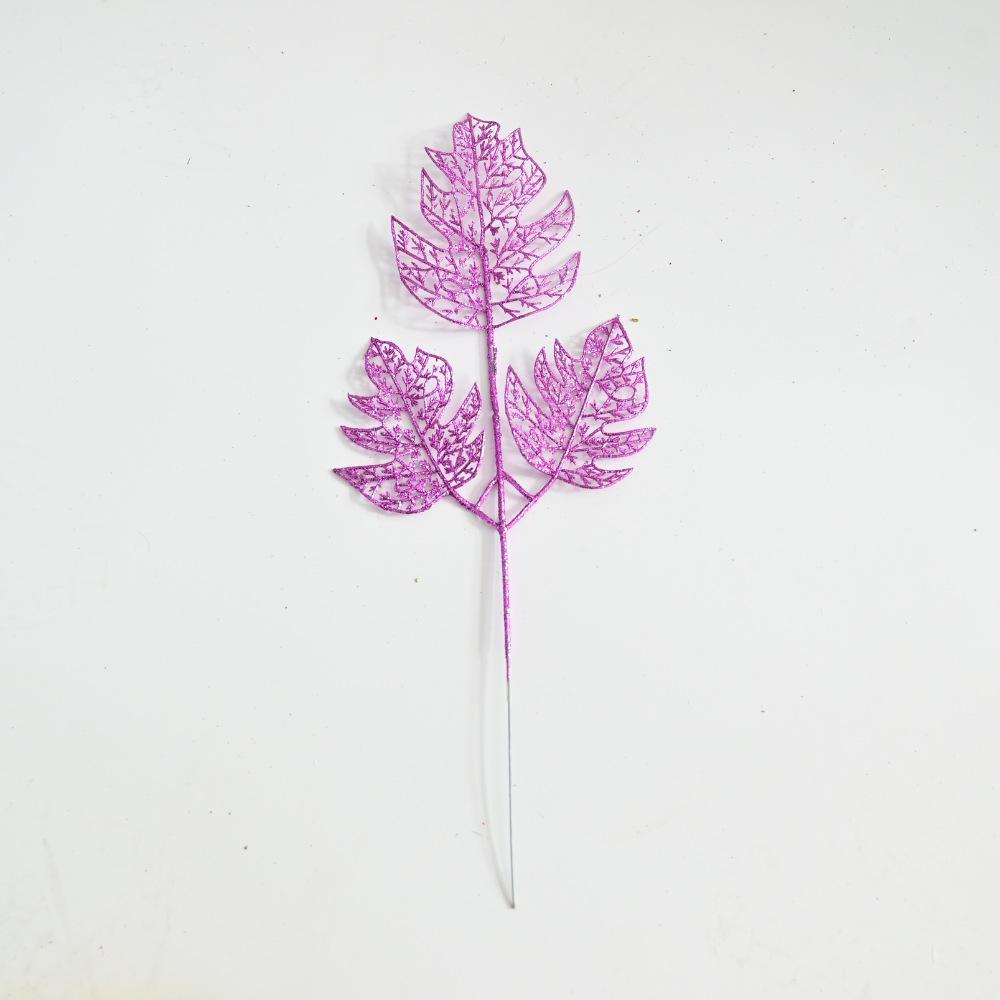 Simulation Christmas decoration cuttings three prongs round pine leaves Christmas tree special accessories decorative home ornaments