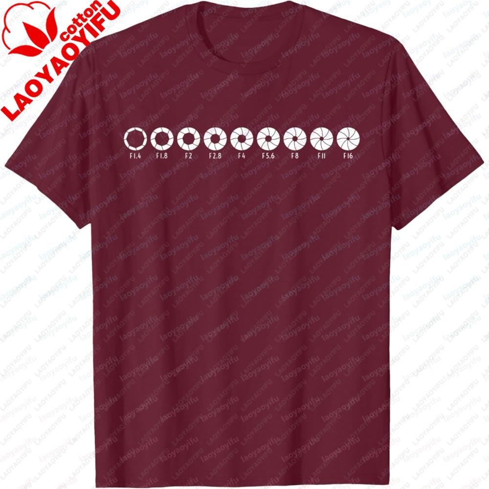 Unisex Summer Short Sleeve TShirt Fashion Camera Lens Size Print Tee Photography Aperture Design Photographer Casual Unisex Tops