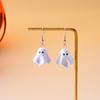 Милые мультяшные серьги-подвески в виде белых привидений для женщин, модные, креативные, забавные серьги-монстры, ожерелье, аксессуары для Хэллоуина