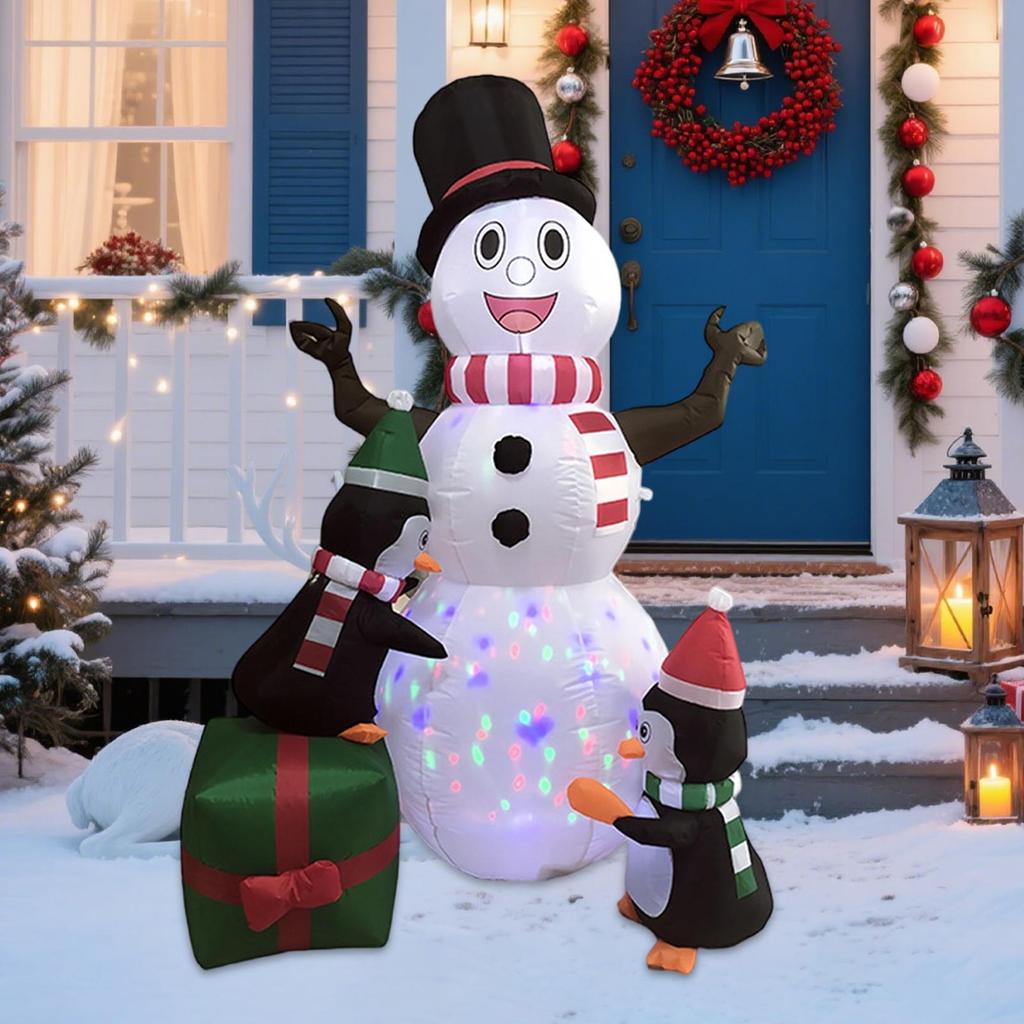 Christmas Inflatable Snowman Penguin Ornament Weatherproof Cute Christmas Decoration for Holiday Winter Outdoor Party Season