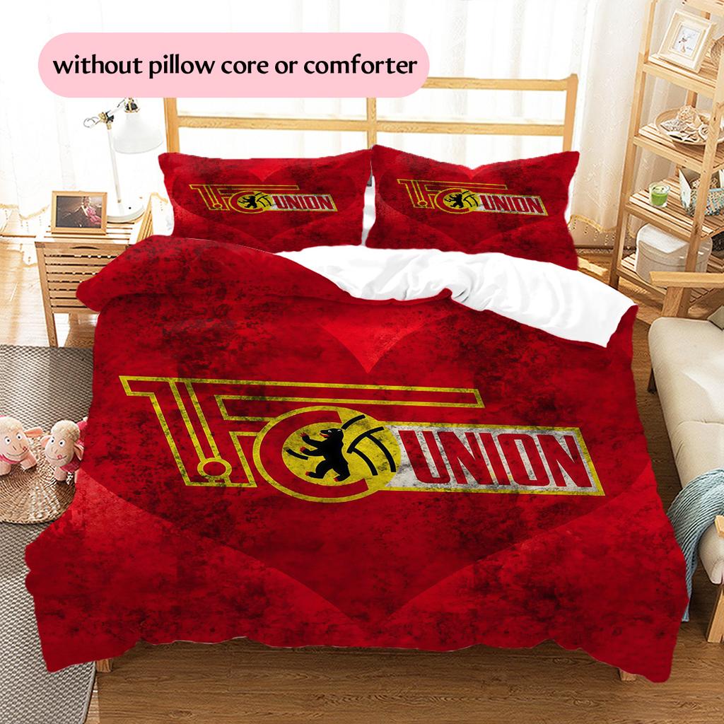1.FC Union Berlin Pattern Bedding Quilt Set  Home Decoration  Gift (1 * duvet cover + 2 * pillowcase  without core).xwn