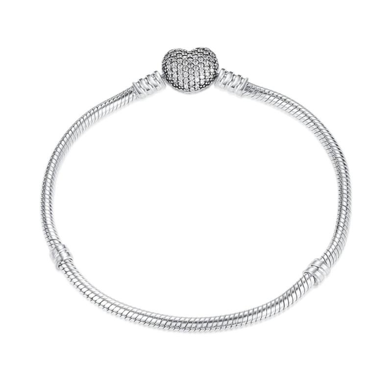 Оригинальные браслеты из серебра 925 пробы с сердцем для женщин, браслет-бабочка, цепочка из бусин, женские ювелирные изделия, размер 17-18-19-20-21 см