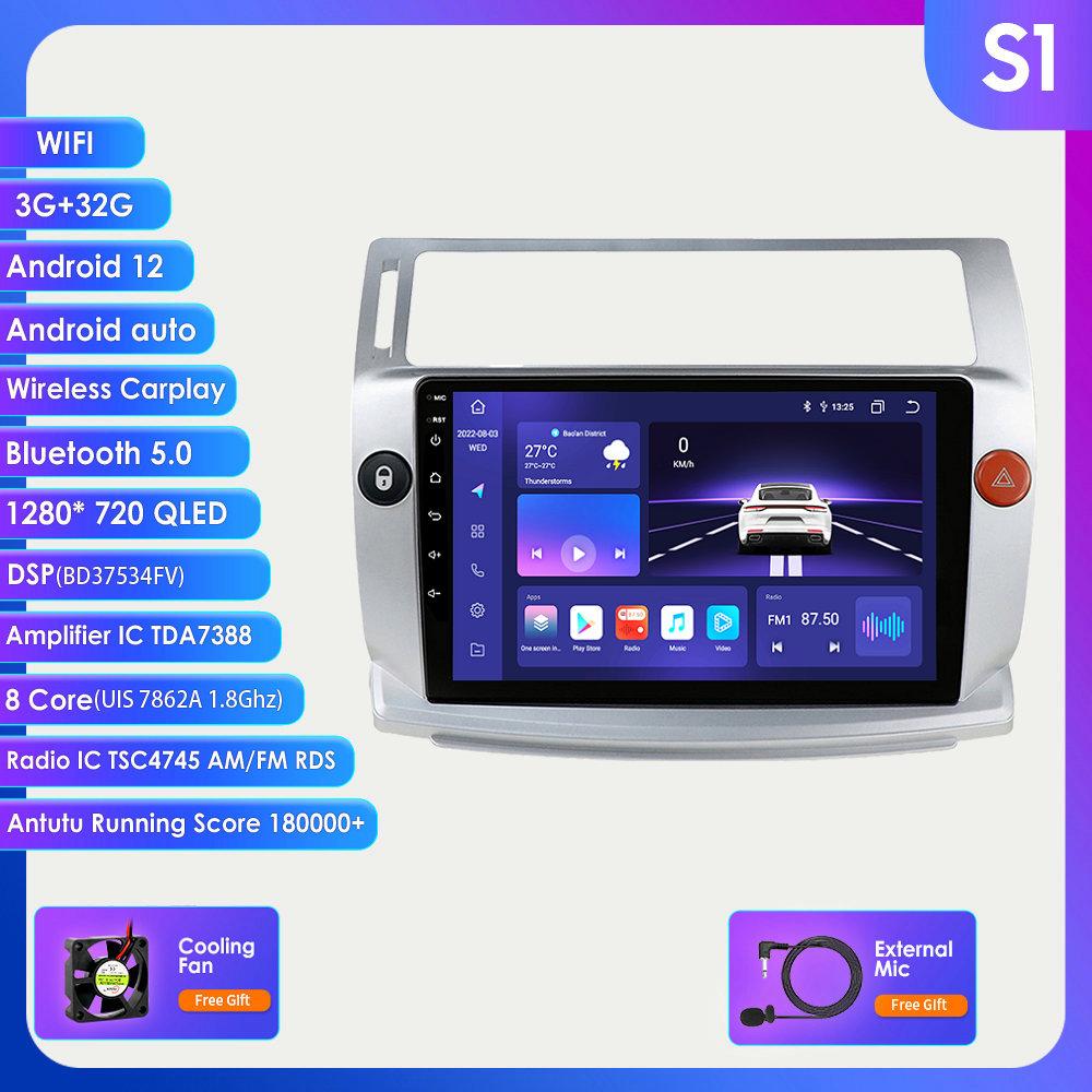 Hizpo 8G+128G 2din Android 12 Car Radio for Citroen C4 C-Triomphe C-Quatre 2004-2014 Multimedia Video 4G Carplay RDS DSP GPS Navigaion  DAB Autoradio