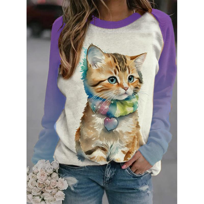 Милая кошка, собака, животное Иисус спортивная футболка с 3D-принтом для женской осенней одежды с открытыми плечами, с длинным рукавом, пуловер, топ в стиле Харадзюку для женской одежды