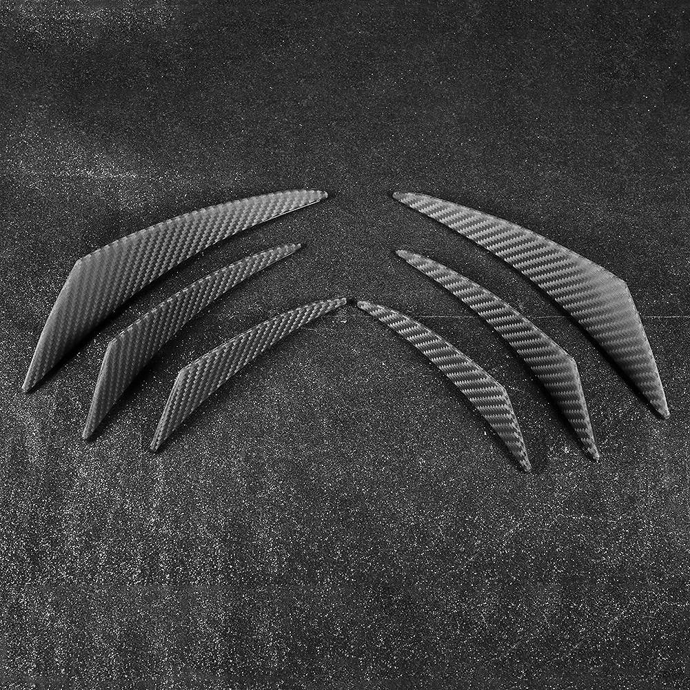 6pcs Carbon Fiber Texture Car Bumper Fin Canard Splitter Diffuser Valence Spoiler Lip
