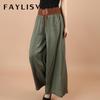 Plus Size Wide Leg Trousers Vintage High Waist Belt Causal Bandage Women's Pants Casual Large Size Pantalon Femme
