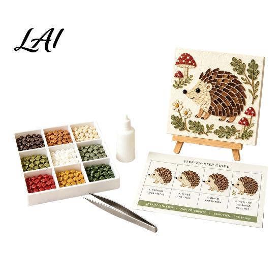 Faith Themed Gift DIY Sea Glass Mosaic Art Kit 3D Forest Animal Craft Set with Bible Study Crafts Colorful Pieces for Adults Beginners Handmade