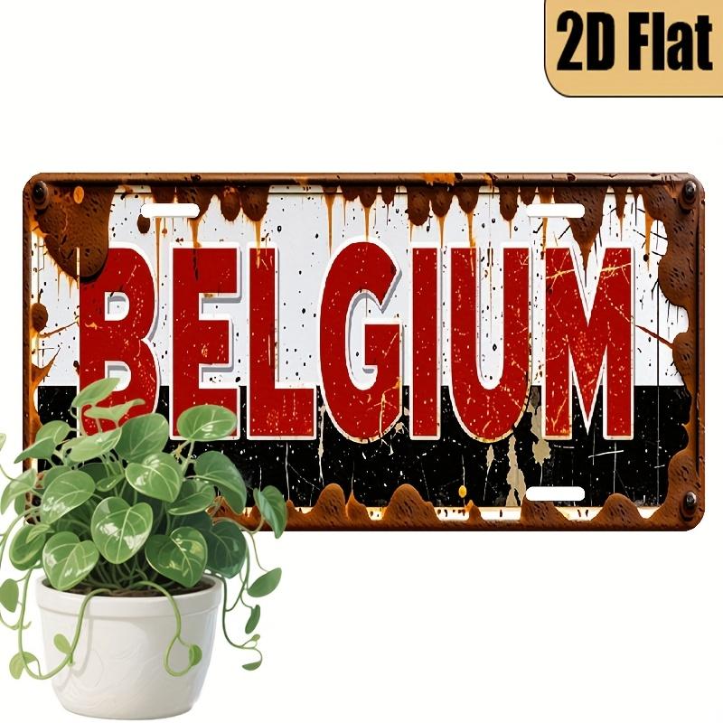 pc BelgiumThemed Vintage European License PlateBelgian Flag ColorsmFaux DutchEnglish Text  Durable Polished Aluminum Car