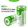 PALO New 14250 Rechargeable Li-Ion Battery 1/2AA 3.7V 1200mWh(350mAh) Type-C Charging ER14250 Batteries