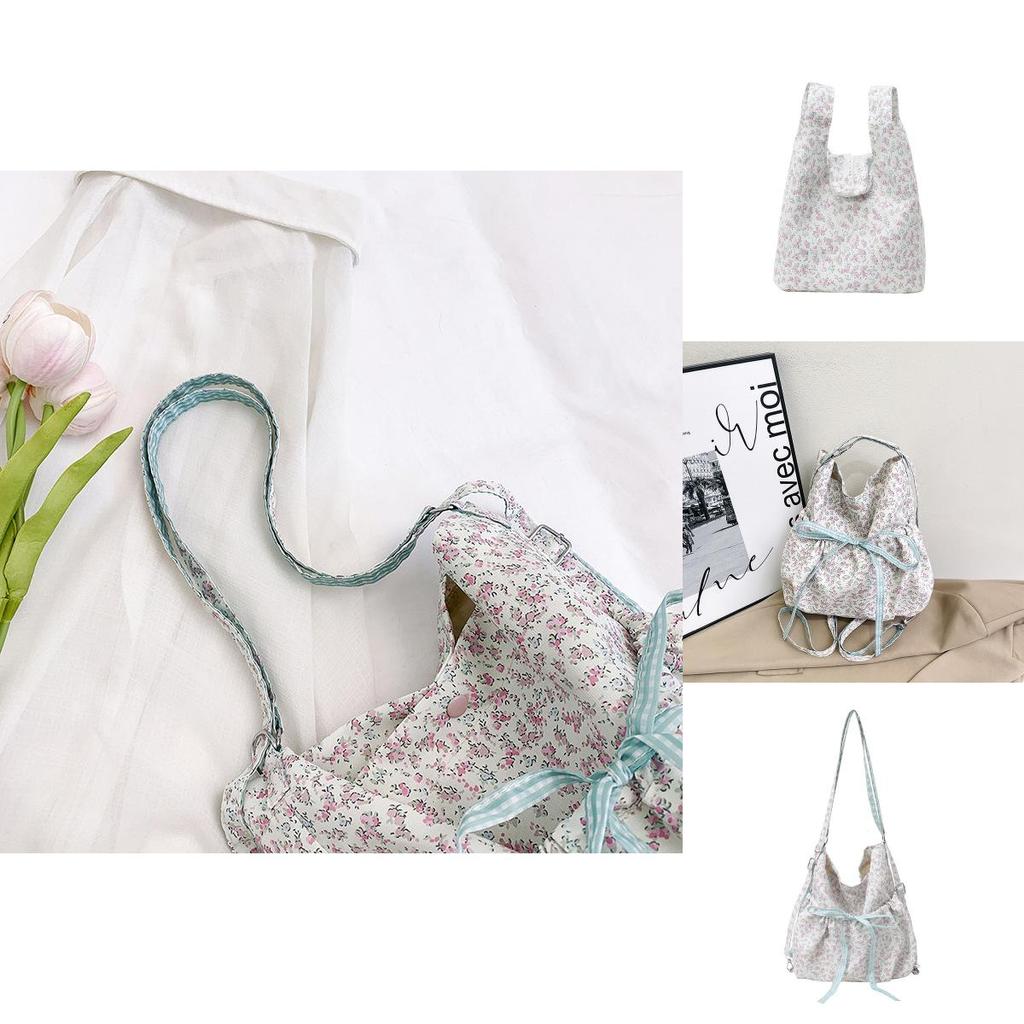 Nylon Flower Bow Pattern Student Backpack With Large Capacity For Daily Use