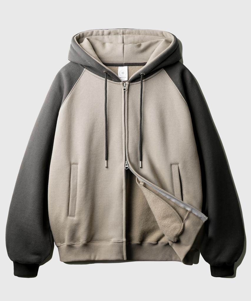 Худи на молнии Jemut Nova Oversized с рукавами реглан Глубокий серый Sohd2608