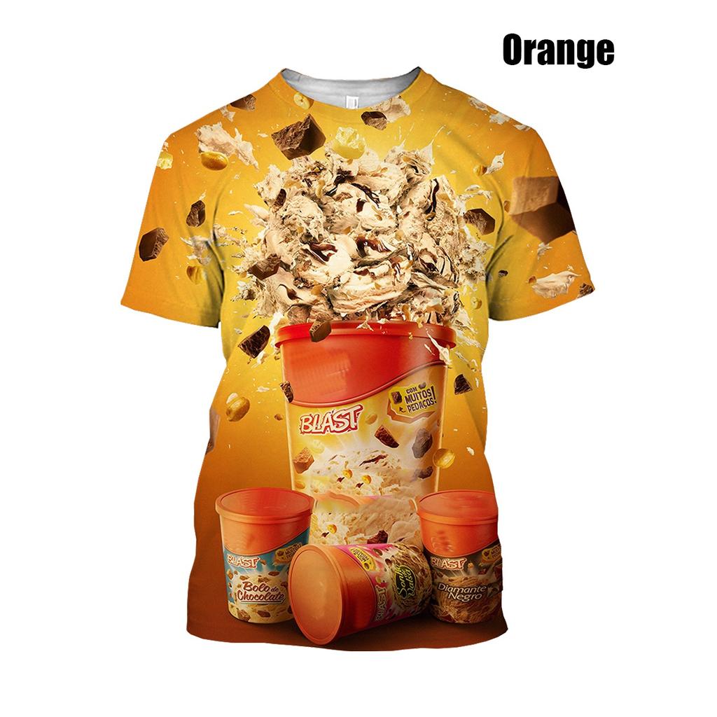 Новая мужская и женская летняя новая модная футболка с мороженым и 3D принтом, летняя уличная забавная еда, повседневный топ в стиле хип-хоп, панк
