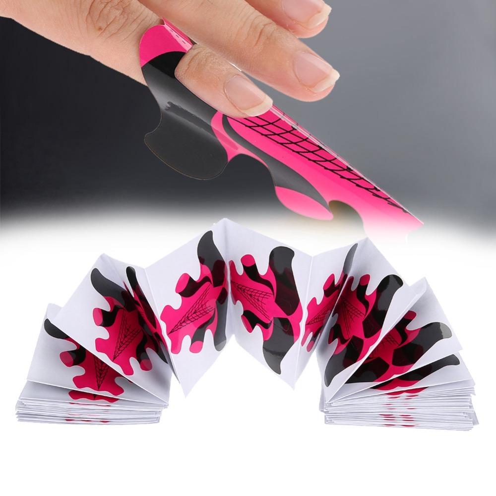 100pcs Self-Adhesive Sticker Nail Extension Paper Forms Easy DIY Nail Art Creation At Home