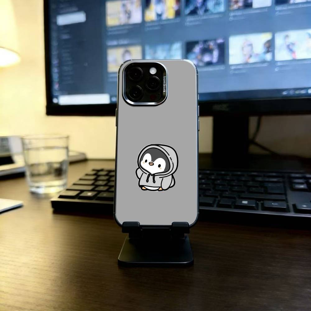 Кавайная милая мультяшная чехол-накладка с пингвином для iPhone 17,16,15,14,13,12,11 Plus,Pro Max,XS,Цветная серебристая внутренняя крышка