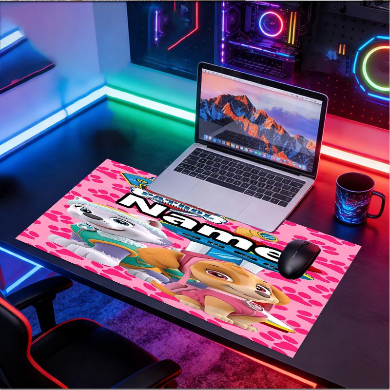 Custom Name Personalized PAW Patrol Pattern Mousepad, Laptop PC Desk Mat, Decorative Desk Mat for Home Keyboard Pad Gift
