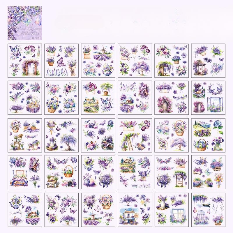 30 шт. Горный цветок бабочка нарезка пленка наклейка наклейка книга ПЭТ наклейка наклейка книга ручной работы коллаж материал