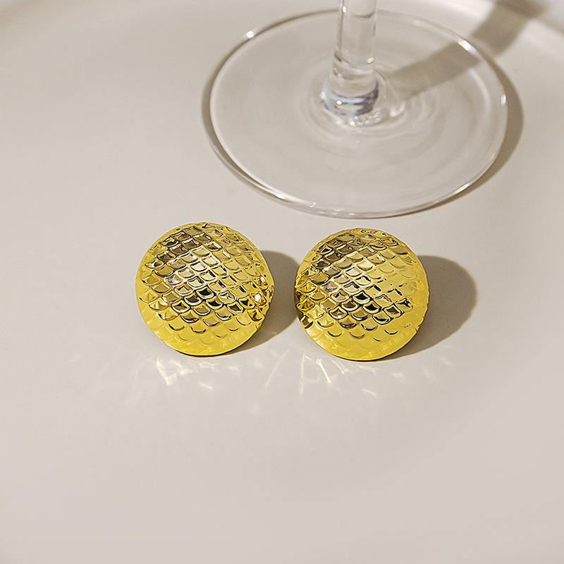 Ретро Геометрические Металлические Серьги-Пуссеты, Простые Серьги с Волнистой Текстурой в Гонконгском Стиле, Нишевые Высококлассные Квадратные Серьги.