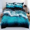 2/3pcs 3D Blue Wave Print Duvet Cover Set Black Background Ocean Wave Element Bedding Set (size 135x200 Only 1 Pillowcase)