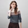 Женский джемпер Fair Isle со 100% шерсти, с воротником-стойкой