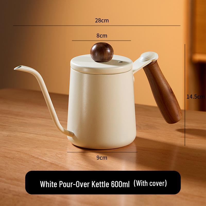 Чайник из нержавеющей стали 304 с гусиным носом и деревянной ручкой для заваривания кофе методом пуровер и использования на открытом воздухе