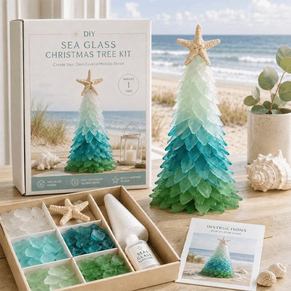 Multi-Color Sea Glass Tree Romantic 3D Christmas Tree Art Kit Kids Gifts