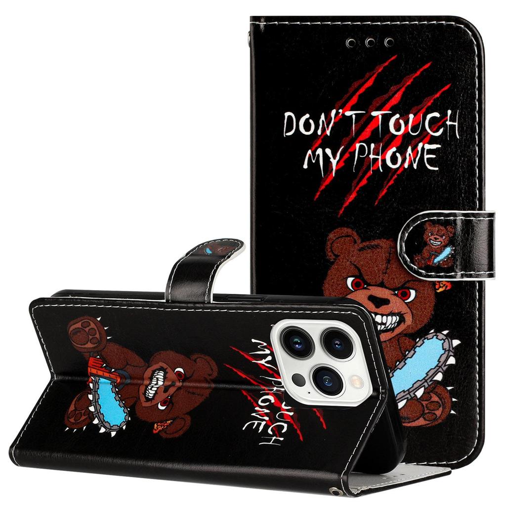 Цветная живопись цветок кошка медведь волк узор кожаный чехол-кошелек для телефона подставка для книги для iPhone Samsung Xiaomi Oppo Huawei слот для магнитной карты откидная крышка