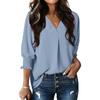 Women's Fashion V-Neck Casual Solid Color Three-Quarter Sleeve Top