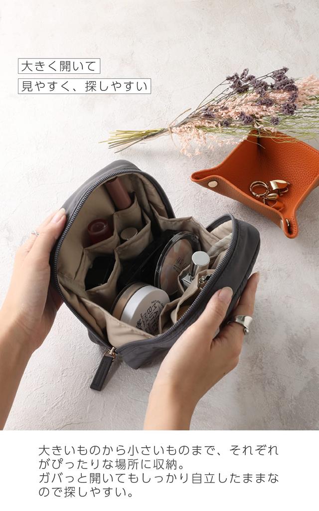 Choutrente Cosmetic Makeup Accessory Pouch for Can Be Stored Upright Pouch, Pouch, Case, Women, (Light Gray)