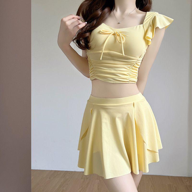 Новый женский купальник-юбка с разрезом, с шортиками и вставными чашечками для отдыха в горячих источниках