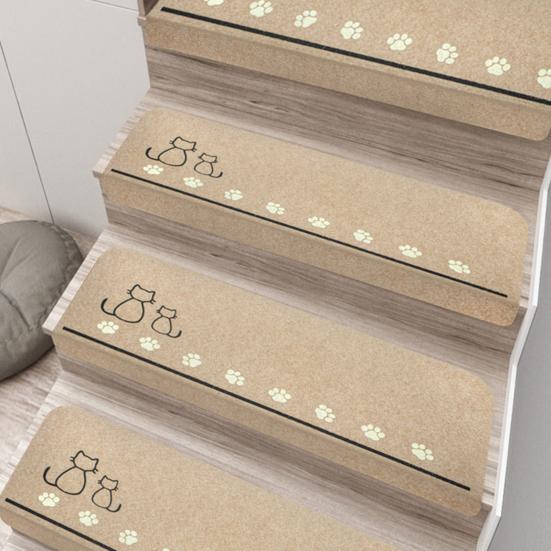 Коврик для ступеней Yousheng с рисунком из мультфильма, без остатков, простая установка, противоскользящие поверхности, напольный коврик, защитная накладка для деревянной лестницы