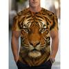 3D Tiger Printed Short Sleeve Crew Neck Men's T-shirts Breathable Stretch Casual Fashion Tee Outdoor Party Weekend Wear Tops
