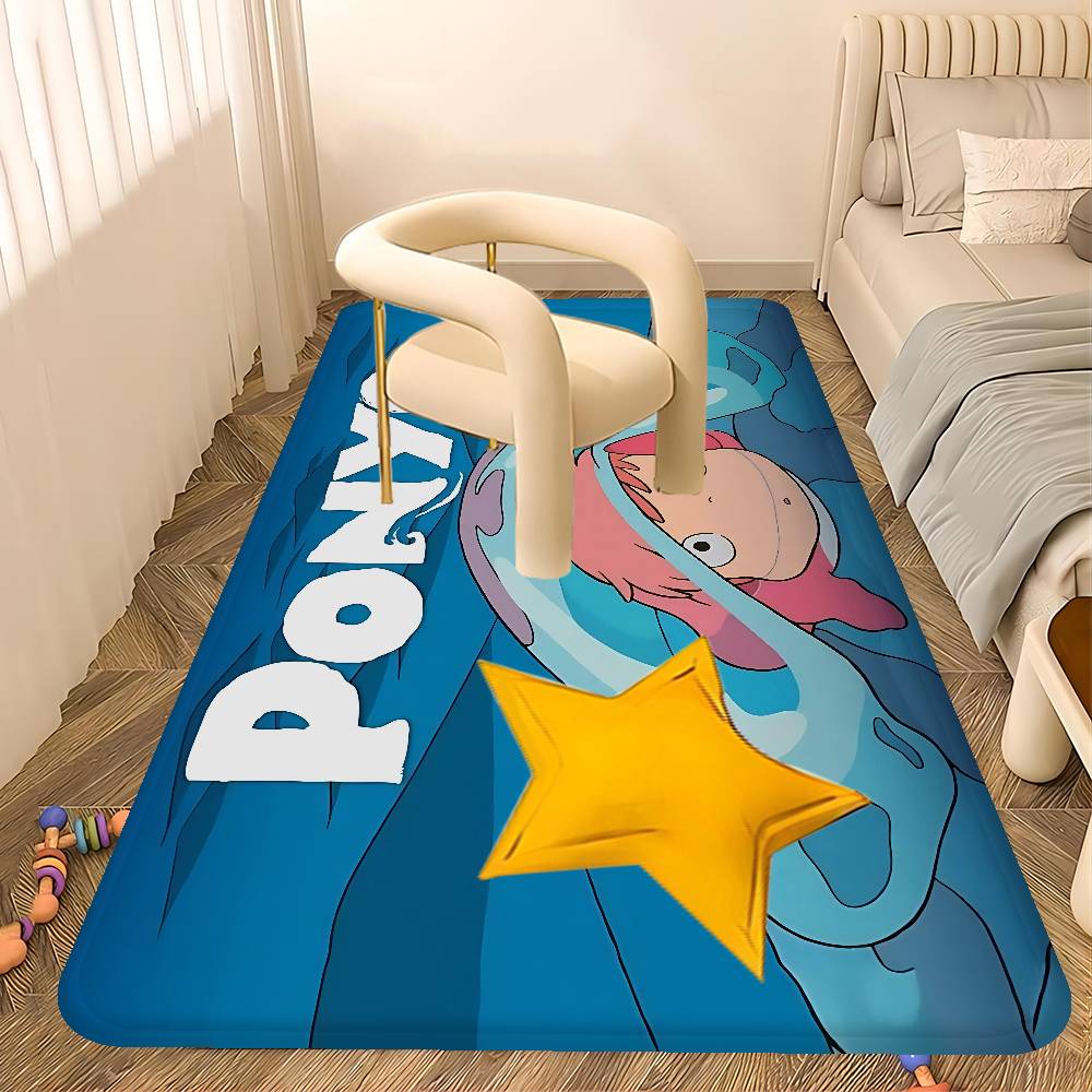 Cute P-Ponyo Movie On The Cliff Anime Floor Mat Rectangle Anti-slip Home Soft Badmat Front Door Indoor Outdoor Mat Welcome