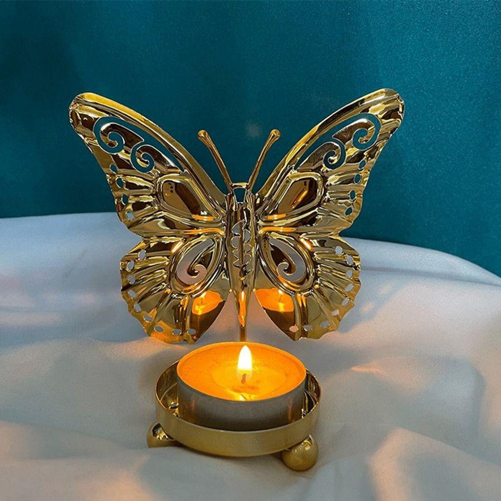 Elegant Butterfly Candle Holders Electroplated Iron Candle Stand  Table
